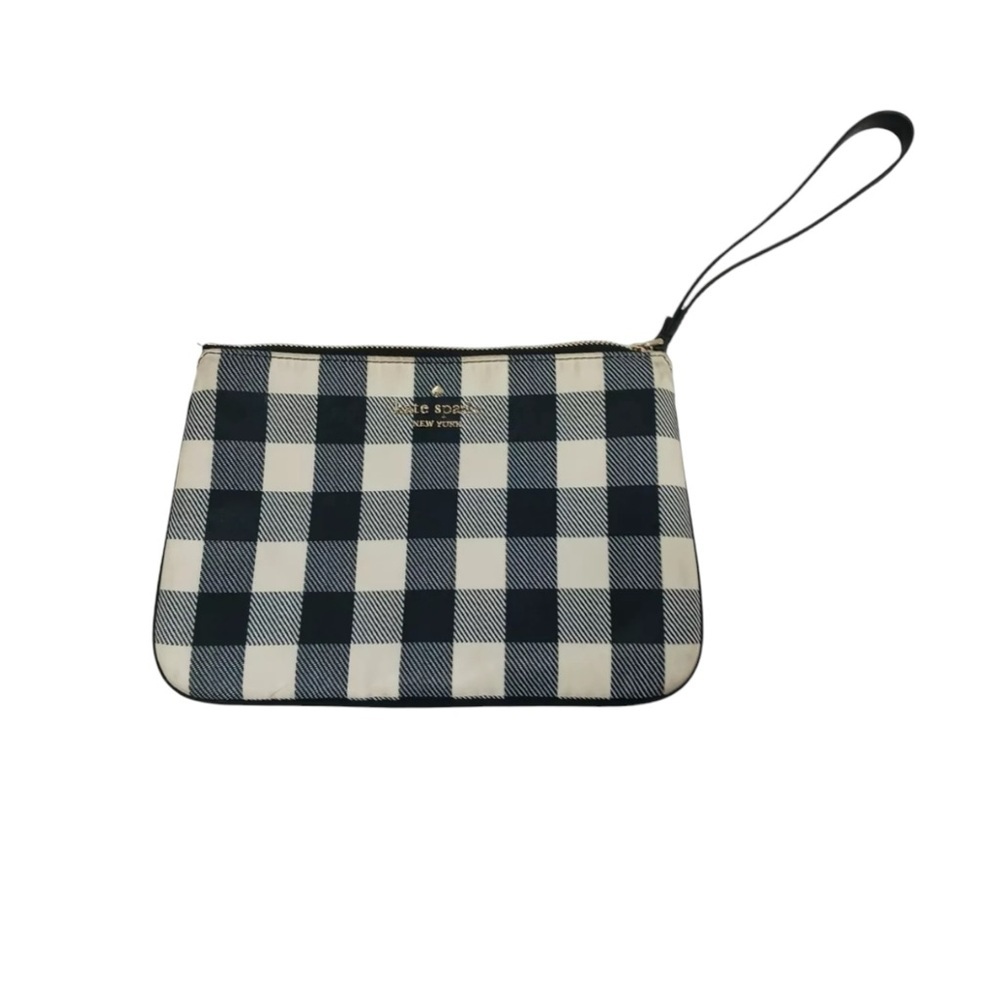 Kate Spade New York- Navy & White Plaid Hyde Lane Gingham Leila Wristlet
